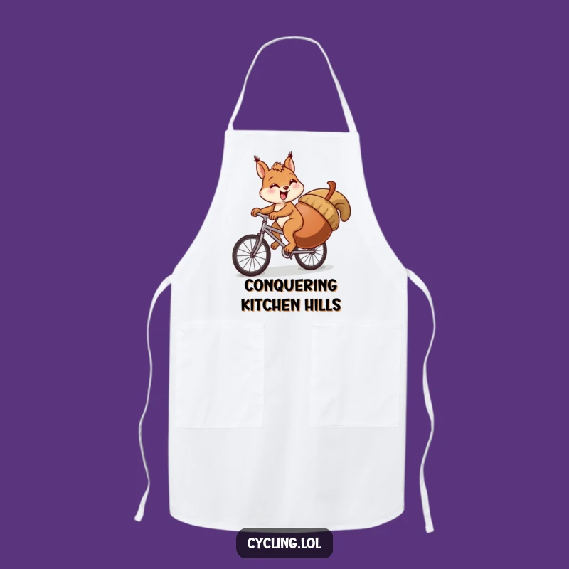 Funny Squirrel Cycling Uphill Apron - Comical Chef Struggle Gift