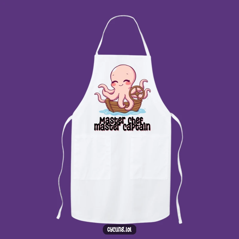 Funny Octopus Boat Captain Apron: Winking Cephalopod Chef, Perfect Cooking Funny Gift