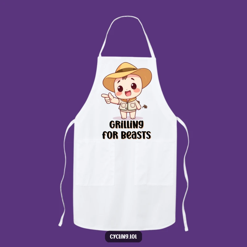 Funny Safari Adventure Apron: Cook or Garden with Character's Excited Point