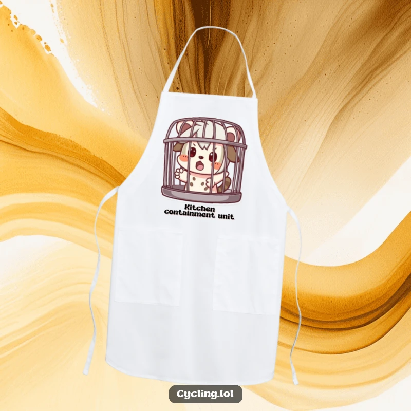 Funny Apron: Character acting surprised in a playful cage, bringing humor to the kitchen and protecting clothes, a great funny gift for cooks.