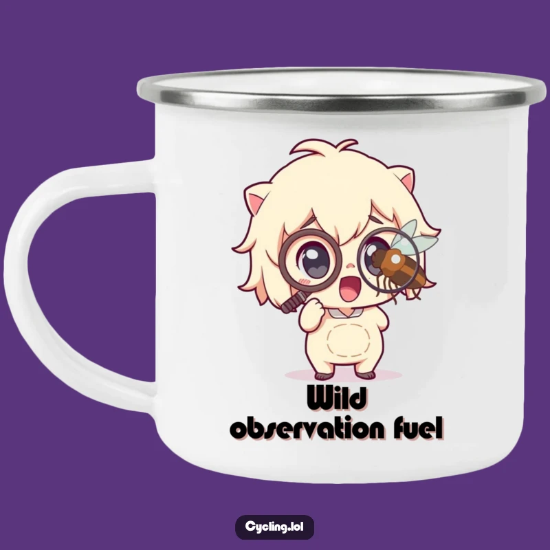 Funny Camp Mug: Monocle Character Magnifying Insect - Durable and Humorous Outdoor Gift