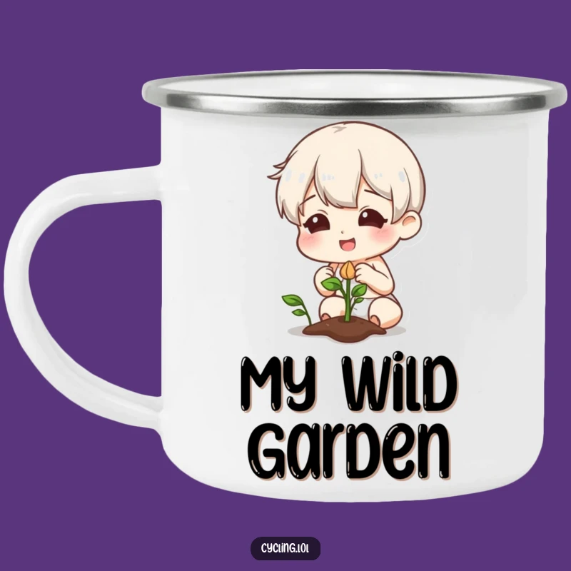 Funny Sprout Gardener Camping Mug: Adventure Fuel with a Character's Plant Smile