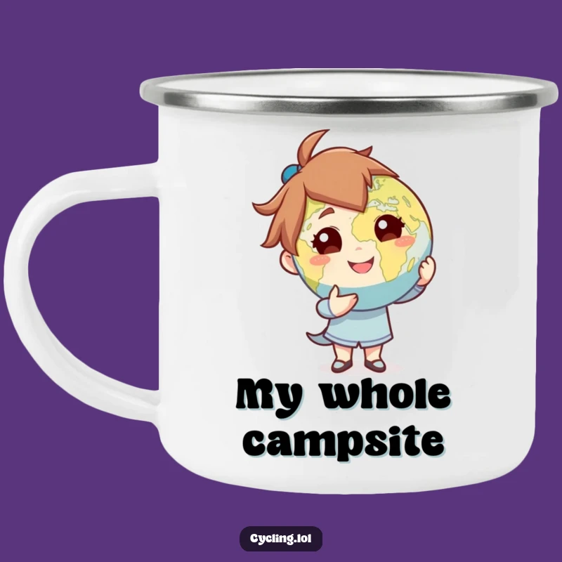 Funny World Presenter Camping Mug: Confident Globe Drinkware