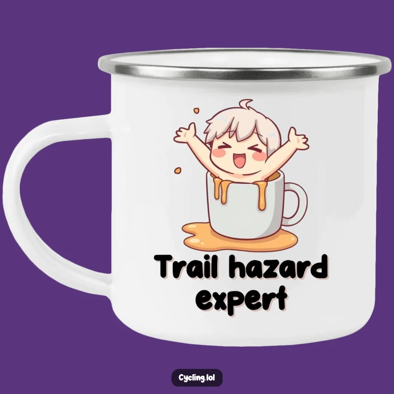 Funny Camping Mug: Outdoor Spill Mishap, Hilarious Enamel Mug Gag Gift