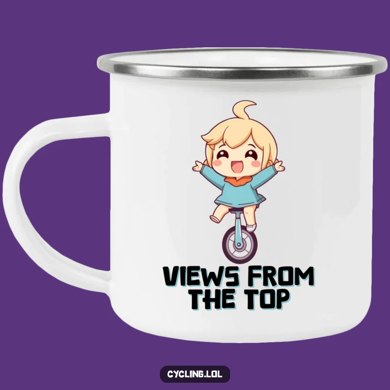Funny Upside Down Unicycle Camping Mug: Adventure Fuel for Glee