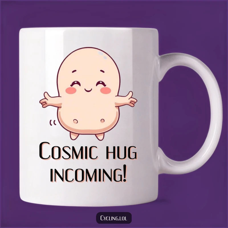Funny Comet Hugger Mug: Adorable Character Embracing Space Rock, Perfect Funny Gift!