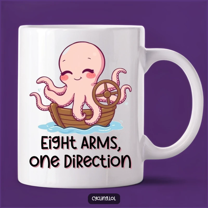 Funny Octopus Boat Captain Mug: A Winking Cephalopod Navigating with Tentacles, Perfect Gift