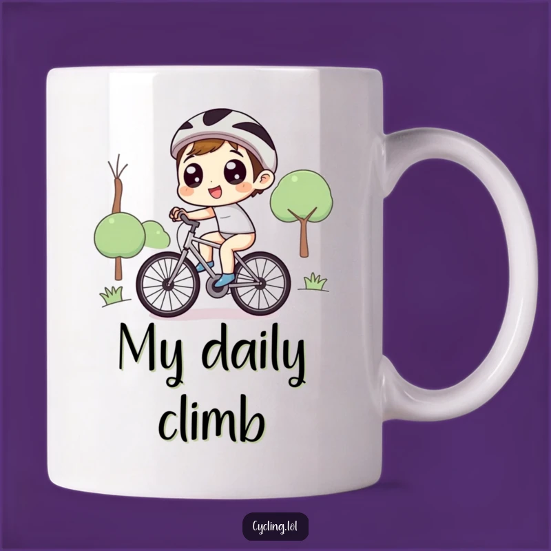 Funny Uphill Bicycle Ride Mug - Joyful Character Perfect Gift