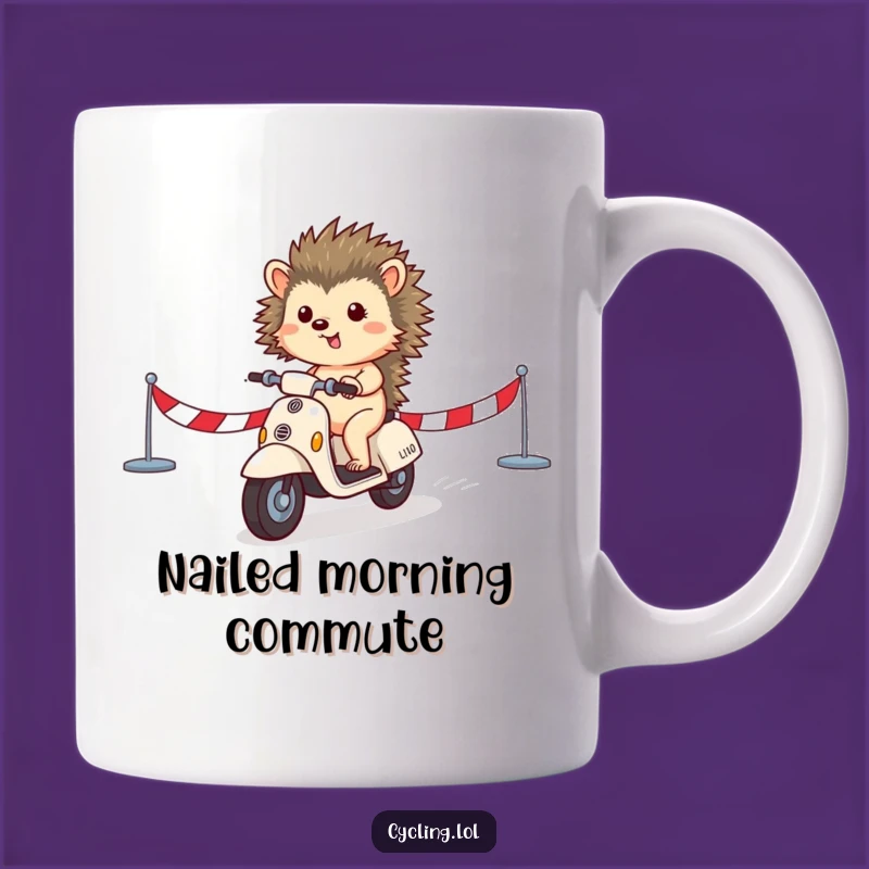 Funny Hedgehog Scooter Mug: Victory Lap Humor, Perfect Funny Gift