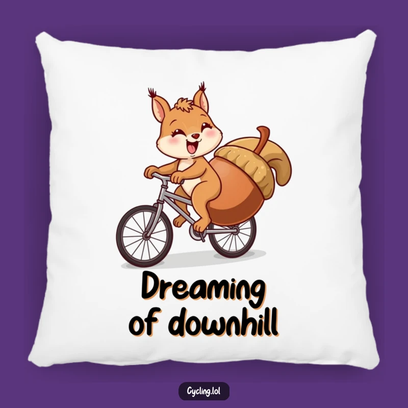 Funny Squirrel Bicycle Uphill Pillow - Comical Struggle Accent Decor Gift