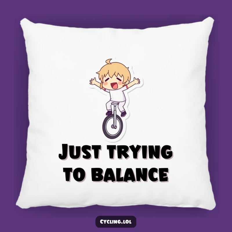 Funny Unicycle Struggle Pillow: Comfy Decor for Laugh Lovers