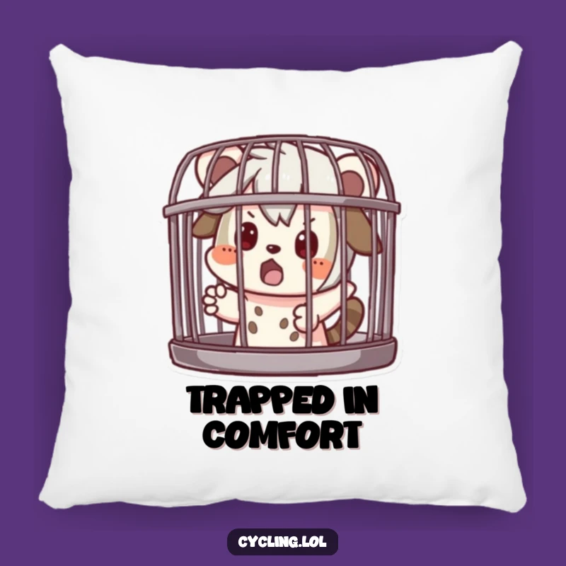 Funny Accent Pillow: Caged Character Surprise - Cozy and Humorous Decor