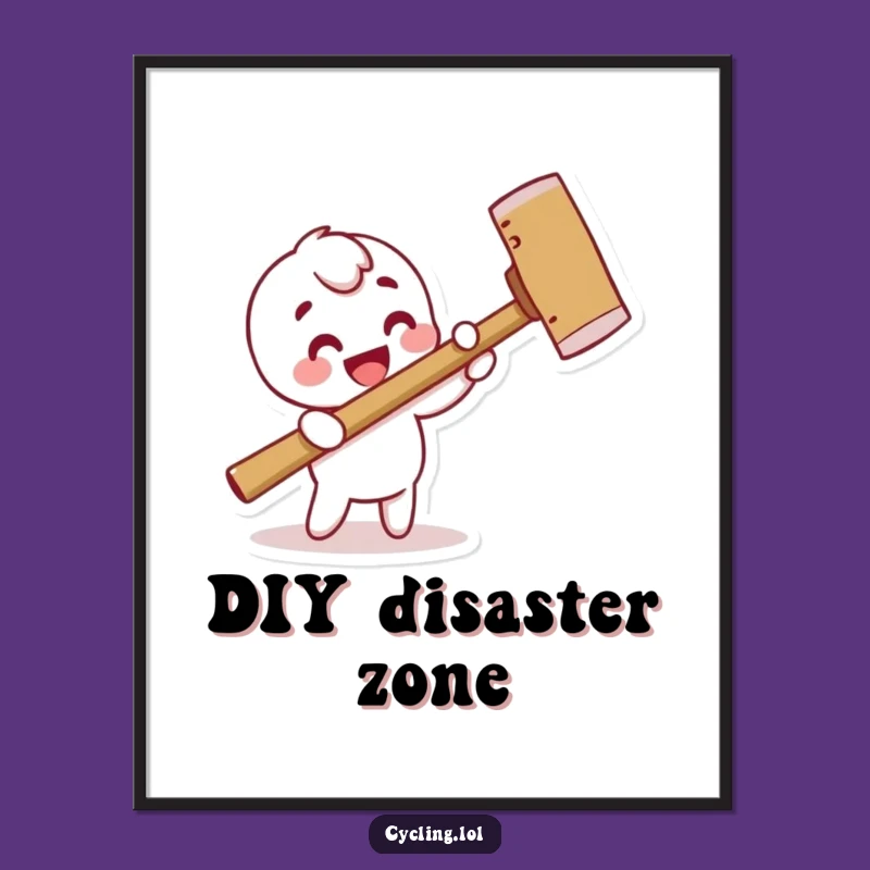 Funny Digital Art: Hammering Character Print, Instant Funny Gift Download