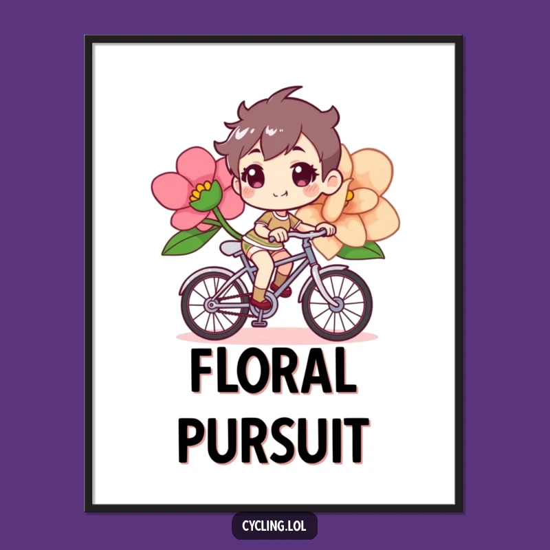 Instant Download Funny Bicycle Flower Art, Determined Spirit, Cheerful Print