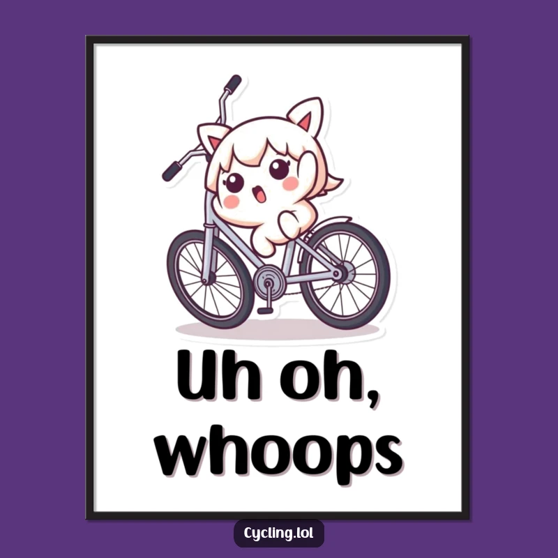 Funny Kawaii Bicycle Fall Digital Art - Instant Cute Oops Download