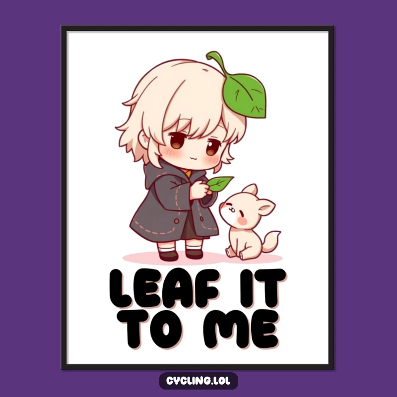 Funny Kindness Digital Art: Character's Gentle Animal Offering for Walls