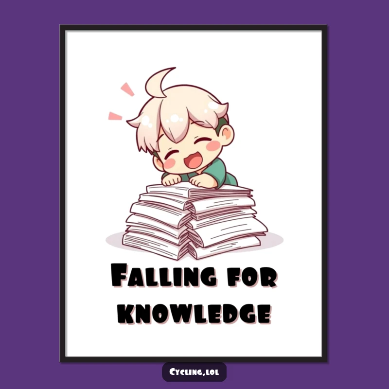 Funny Tripping Scholar Digital Art: Comical Research Art