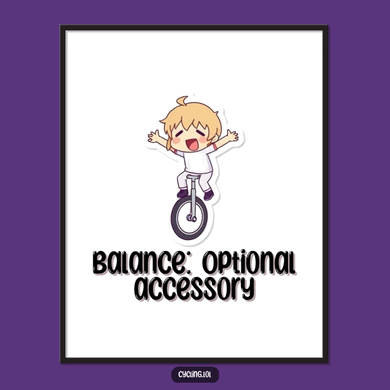 Funny Unicycle Struggle Digital Art Print: Instant Laughs for Your Walls