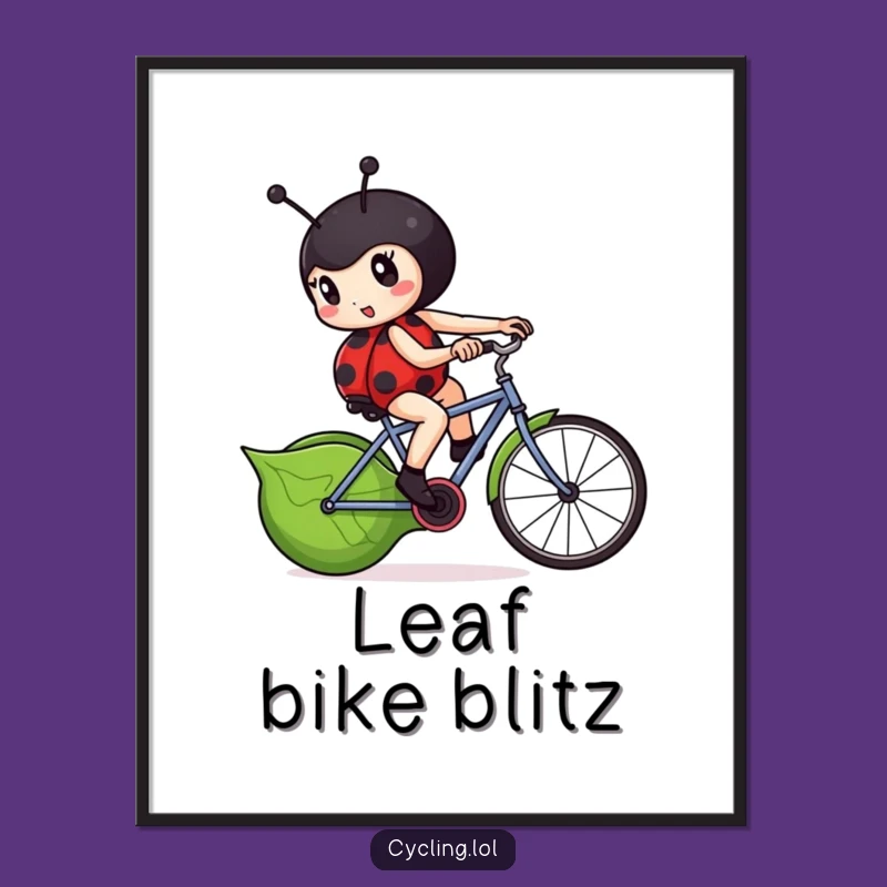 Funny Ladybug Determined Bike Digital Art - Pedal Power Print Gift