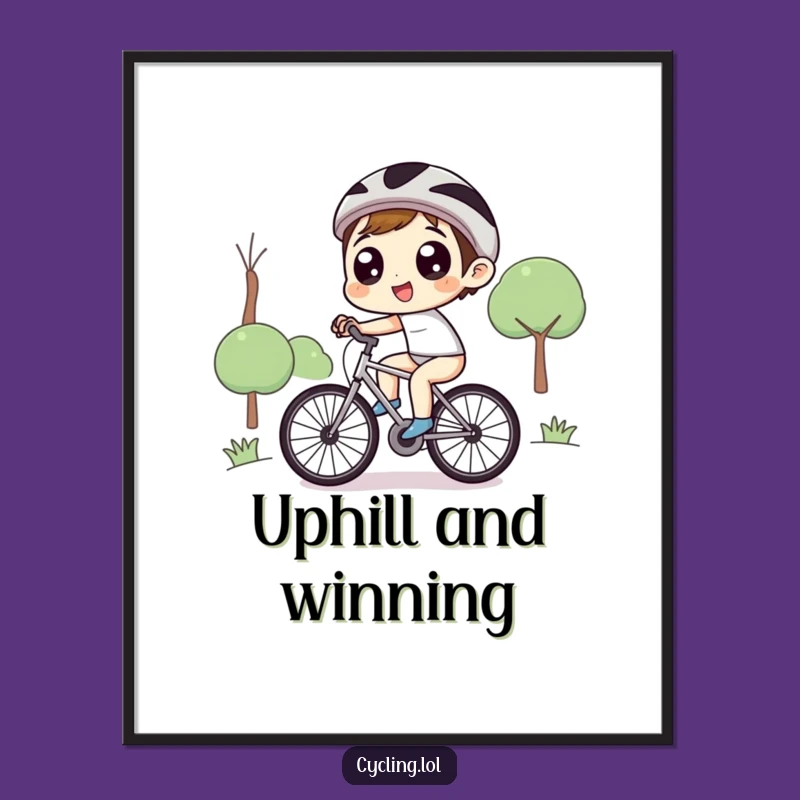 Funny Uphill Bicycle Digital Art - Joyful Character Print, Inspiring Funny Gift