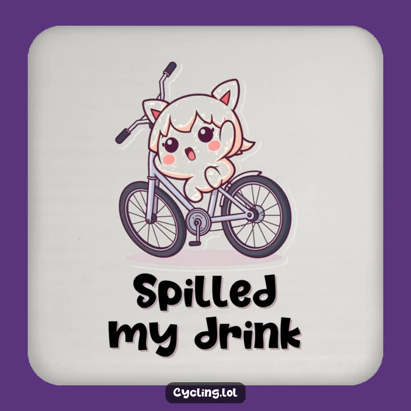 Funny Kawaii Bike Fall Coaster - Protect Surfaces with Cute Oops