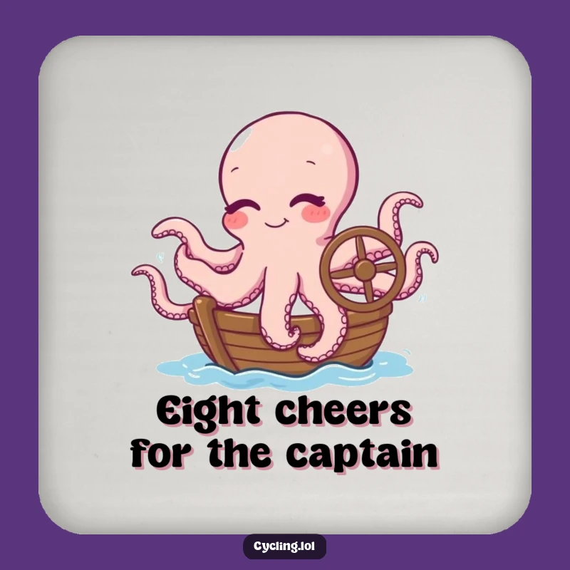 Funny Octopus Boat Captain Coaster: Winking Cephalopod Drink Protector, Unique Funny Gift