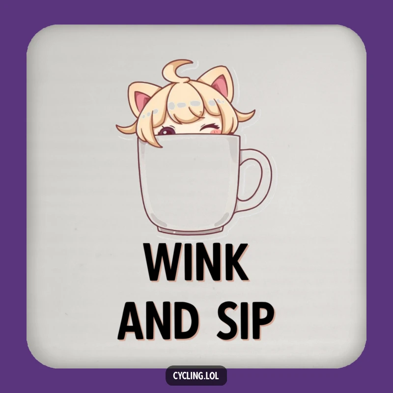 Funny Winking Mug Peeker Coaster - Protect Surfaces with a Playful Wink!