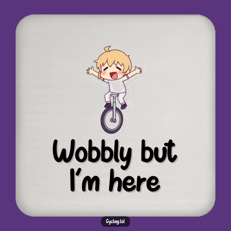 Funny Unicycle Struggle Drink Coaster: Protect Surfaces with Humor