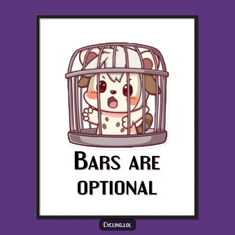 Funny Art Poster: Caged Character Surprise - Humorous Wall Decor Gift