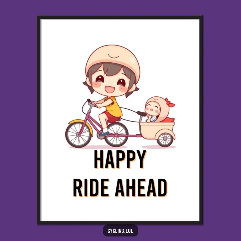 Funny Bicycle Poster, Happy Rider, Laughing Passenger, Joyful Wall Art