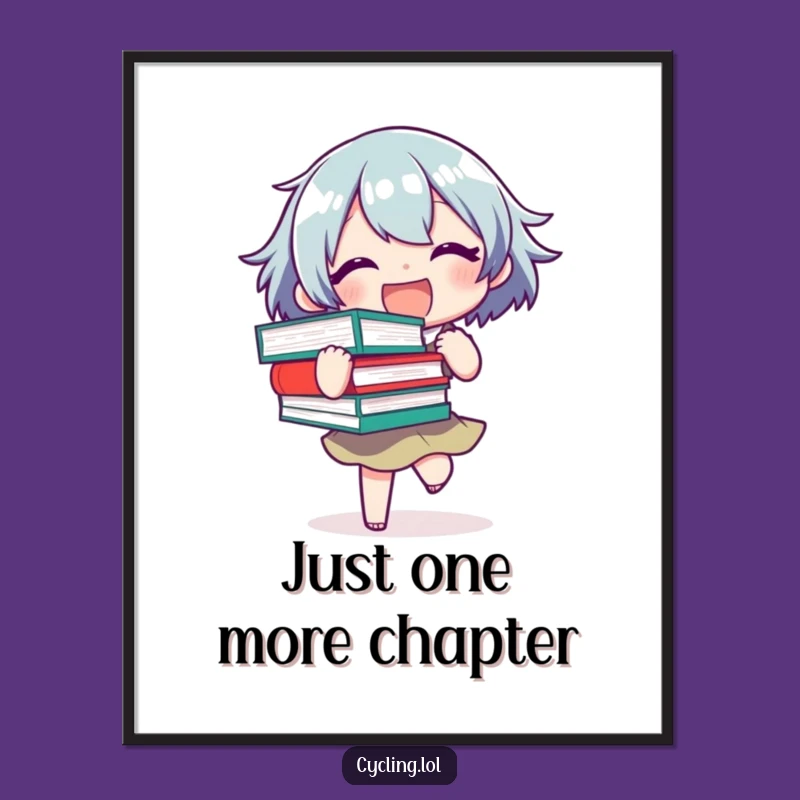 Funny Book Lover Poster: Reader Balancing Books Art Print, Hilarious Funny Gift