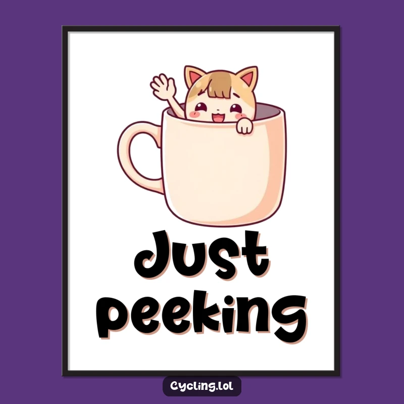 Funny Giant Mug Art: Waving Character Decor, Cheerful Greeting Poster, Great Gift