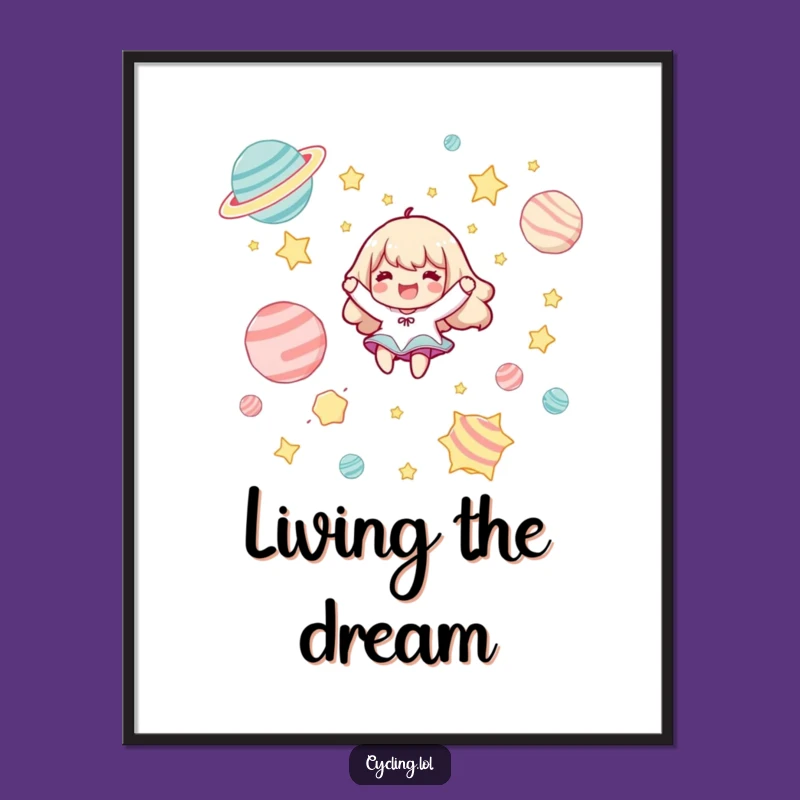Funny Space Float Poster: Vibrant Cosmic Art, Unique Funny Gift Idea