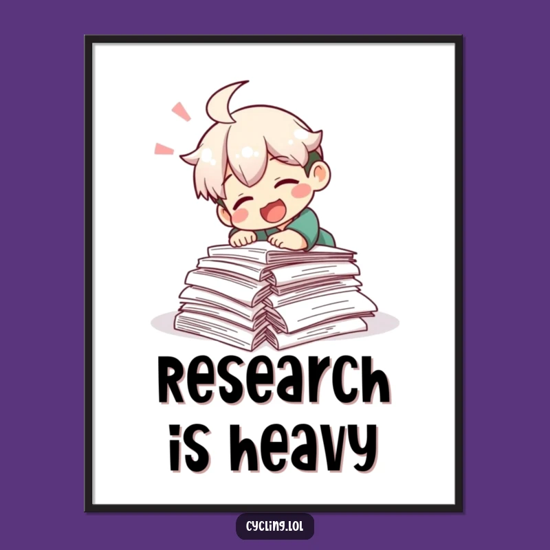 Funny Tripping Scholar Poster: Comical Research Papers Art Print