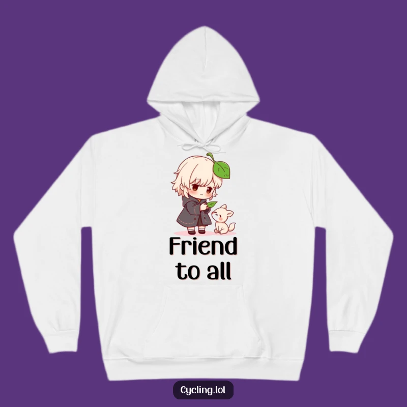 Funny Kindness Hoodie: Cozy Character Leaf Offering to Grateful Friend