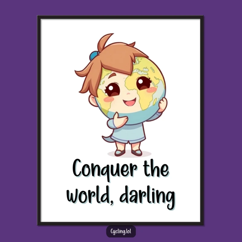 Free Printable Wall Art: Confident Globe Presenter - Funny World Decor Download