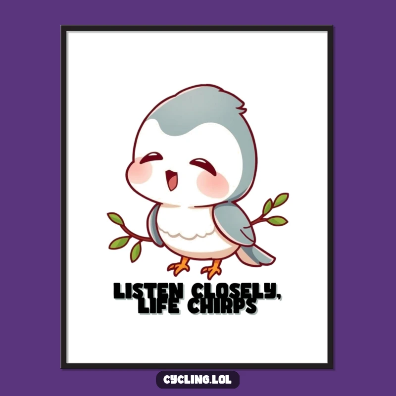 Funny Free Printable Wall Art: Bird Sound Listener, Joyful Character, Humorous Nature Art, Downloadable