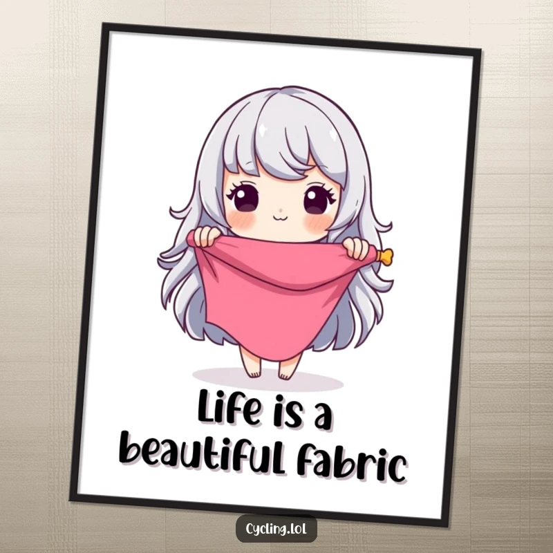 Funny Free Printable Wall Art depicting a character with a grand vision, unrolling fabric with creative, humorous intent.