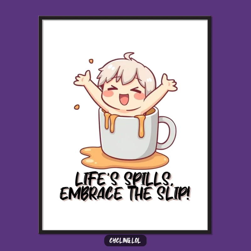 Funny Free Printable Wall Art: Slipping Mug Character, Hilarious Downloadable Decor for Laughs