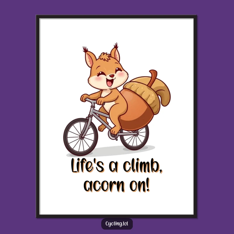 Funny Free Printable Wall Art: Squirrel Cycling Uphill - Humorous Diy Decor