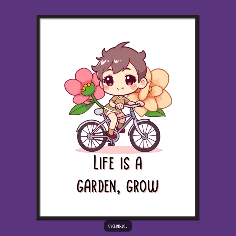 Free Printable Wall Art: Cheerful Flower Bike Ride Downloadable Art