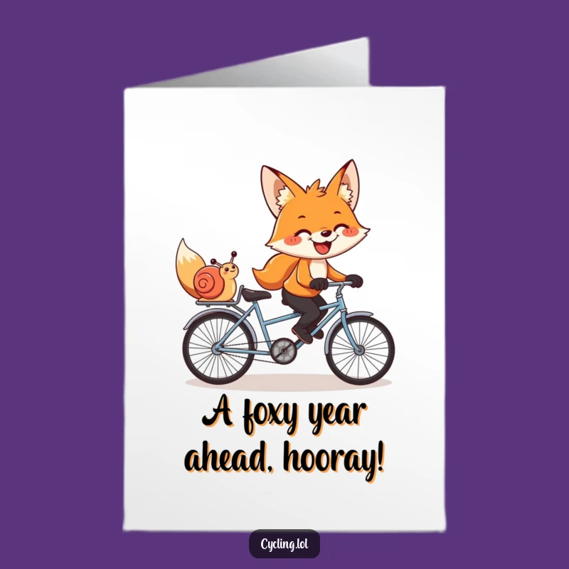 Free Printable Birthday Card: Fox & Snail Bike Ride, Funny Downloadable Gift for a Joyful Celebration