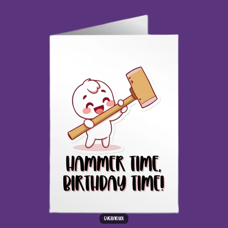 Free Printable Birthday Card: Funny Hammering Character DIY Gift for Him