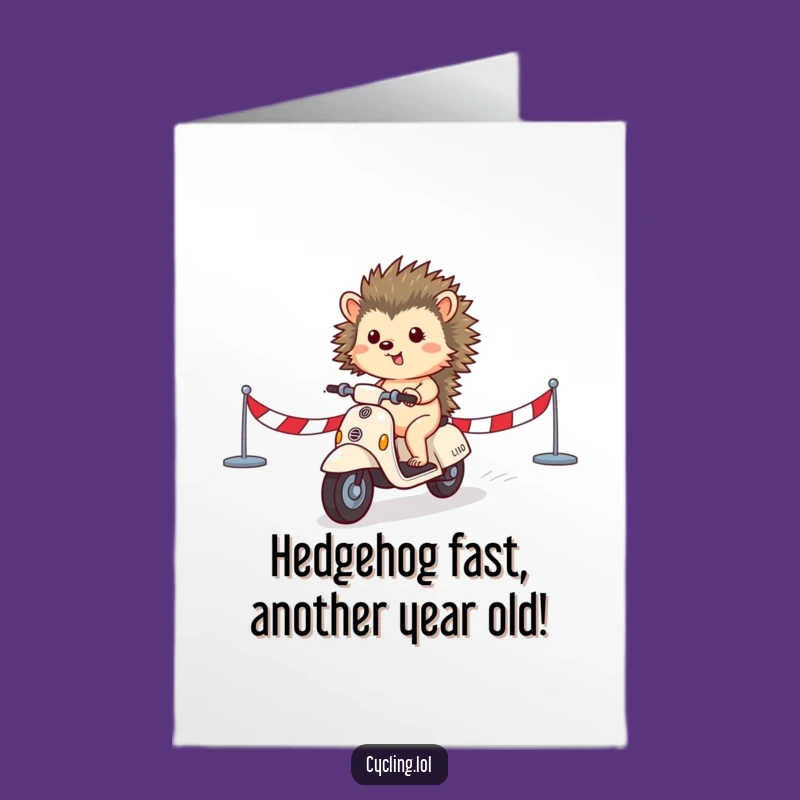 Free Printable Birthday Card: Hedgehog Scooter Champ, Funny Downloadable Gift for a Winning Celebration