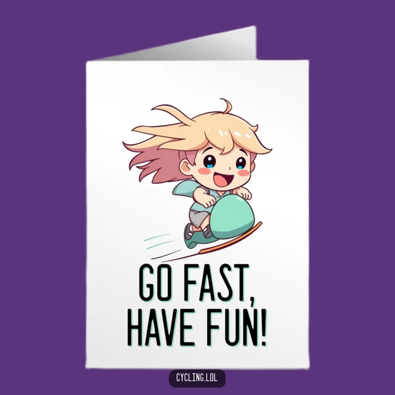 Free Printable Birthday Card: Zooming Fun Downhill Downloadable Gift
