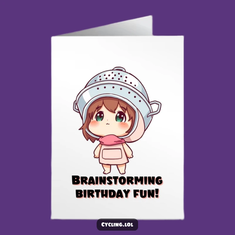 Free Printable Funny Birthday Card: Colander Helmet Wonder Downloadable