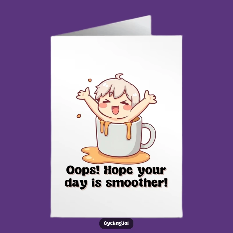 Funny Free Printable Birthday Card: Slipping Mug Character for Hilarious DIY Downloadable Gift