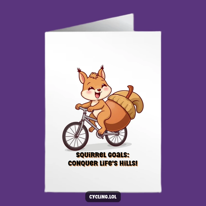 Funny Free Printable Birthday Card: Squirrel Cycling Uphill - Diy Downloadable Gift