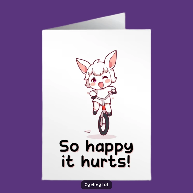 Free Printable Birthday Card: Excited Unicyclist Funny Greeting Card Downloadable Gift
