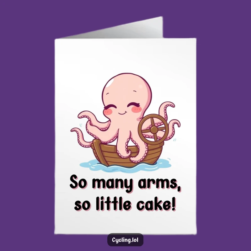Free Printable Funny Octopus Birthday Card: Winking Sailor Tentacle Downloadable Gift